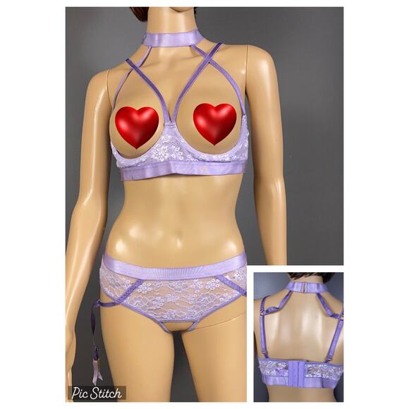 Exposed by Magic Silk Open Cup Crotchless Panties Garter Lingerie Small Medium - Picture 1 of 12